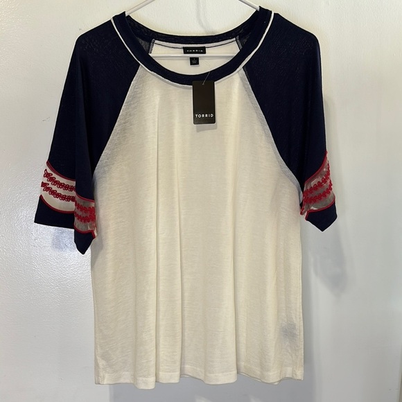torrid Tops - Torrid Women's Navy and Ivory Top